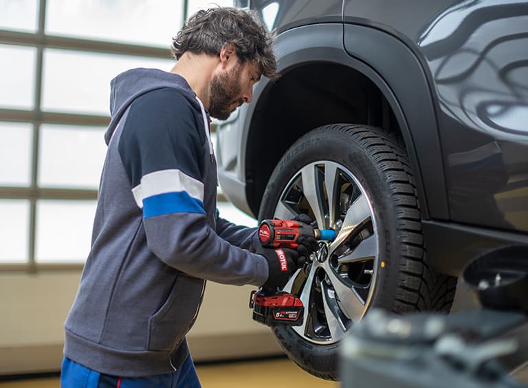 Momentaufnahme vom Reifenwechsel