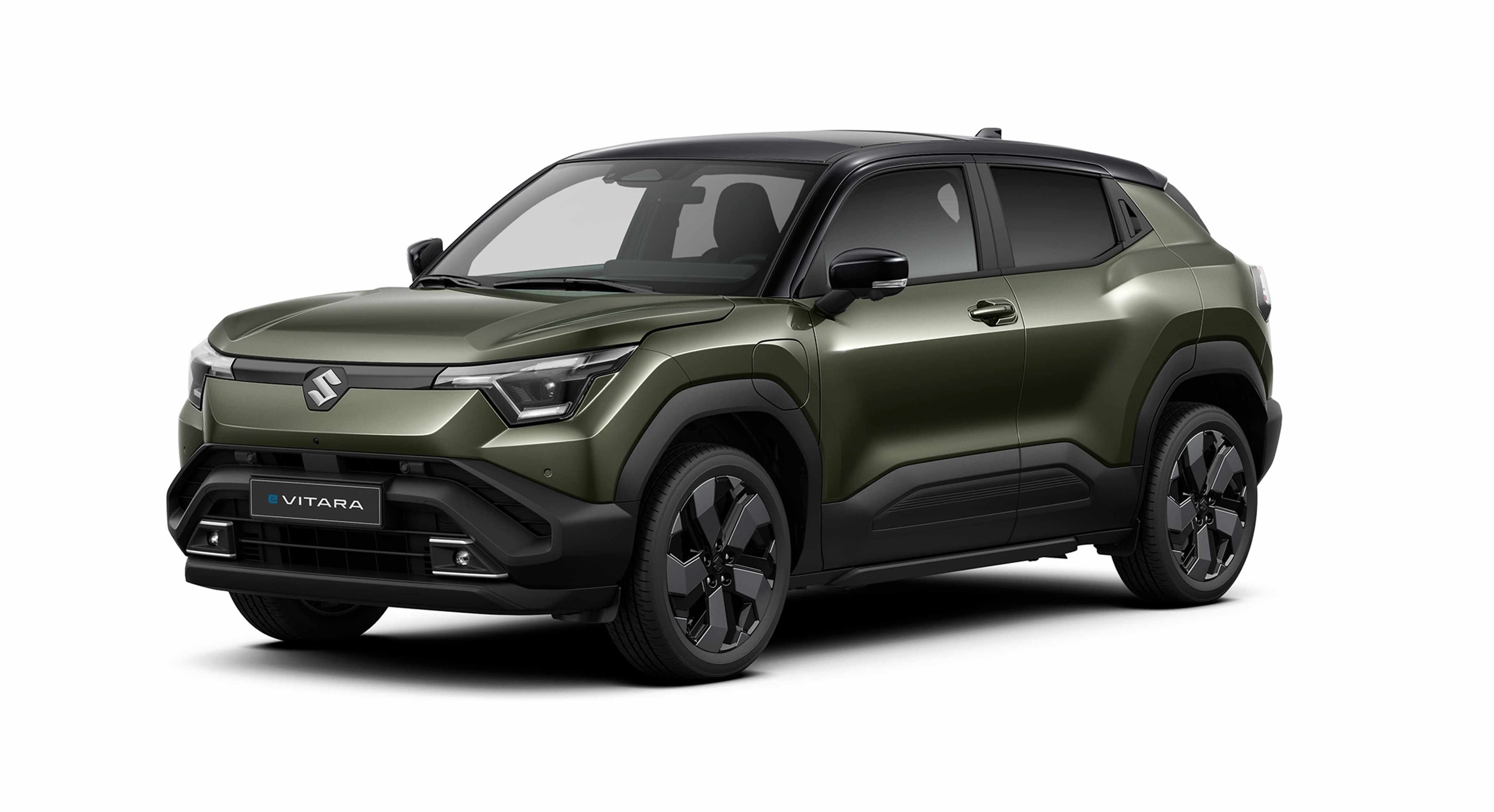 Abbildung zeigt dunkelgrünen Suzuki e VITARA