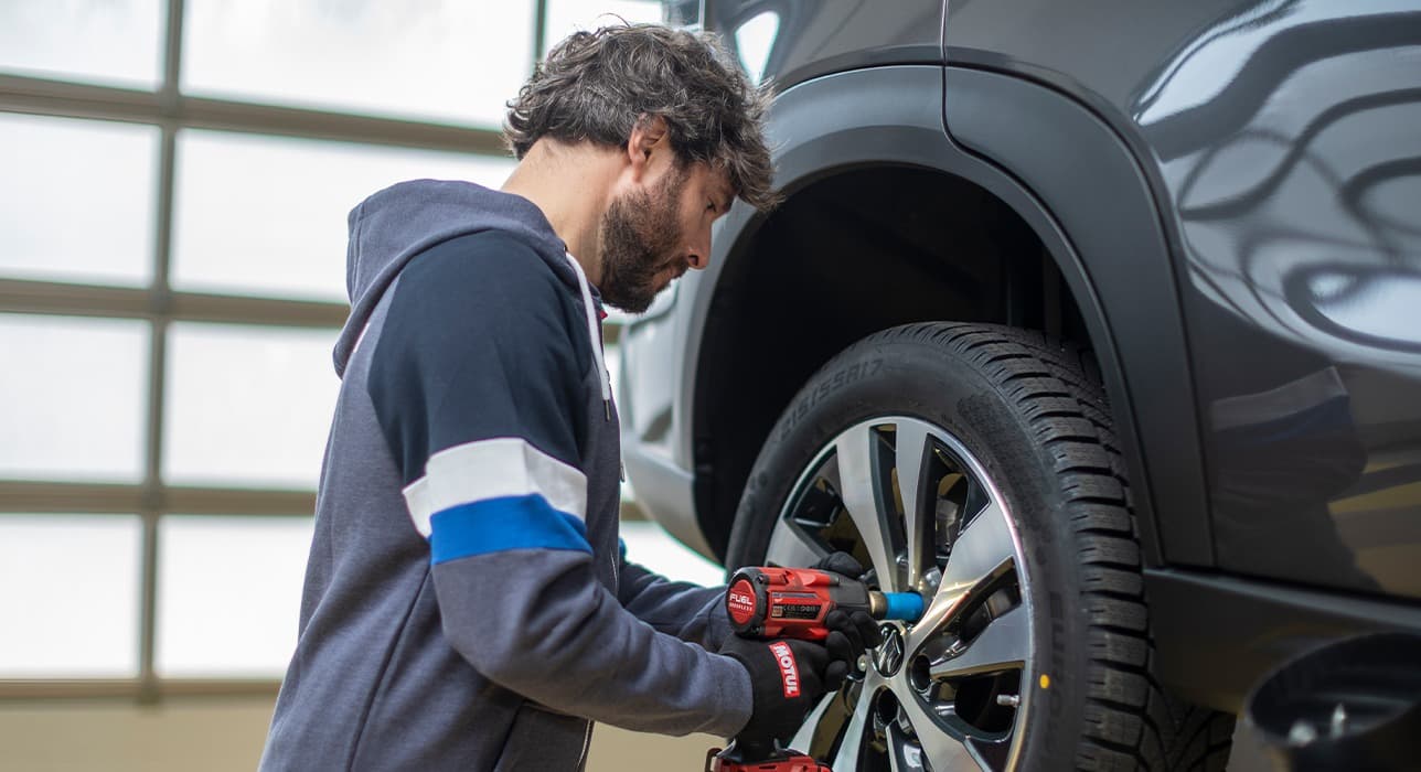 Momentaufnahme vom Reifenwechsel