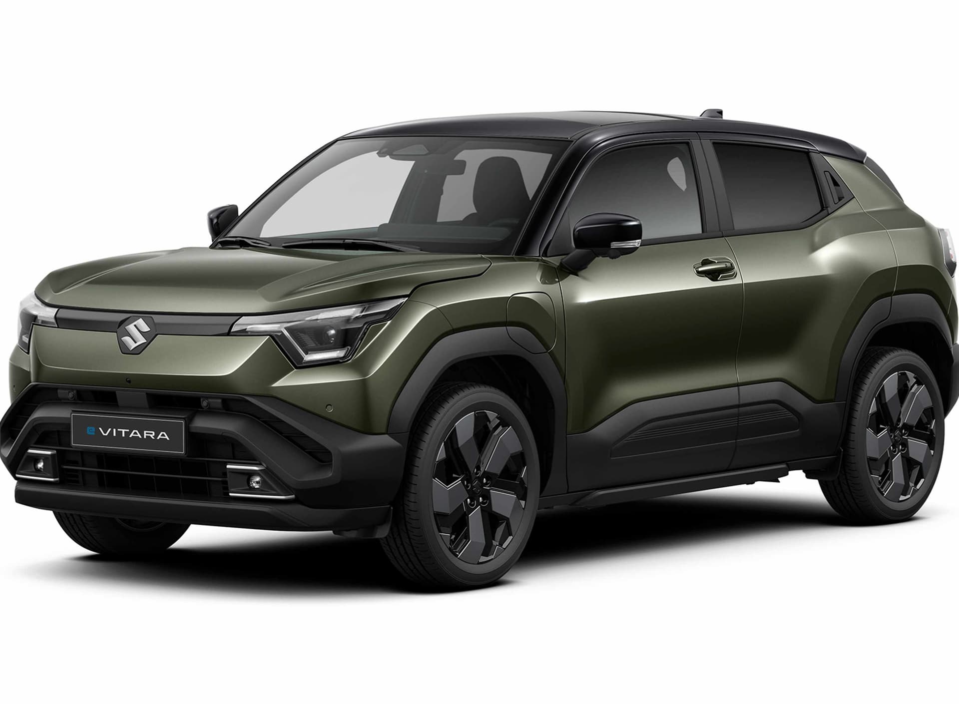 Abbildung zeigt dunkelgrünen Suzuki e VITARA