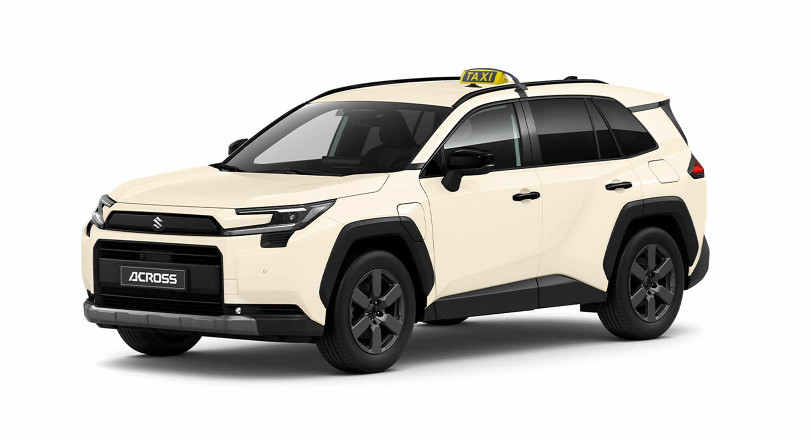 Hellgelber Suzuki Across mit Taxi-Schild