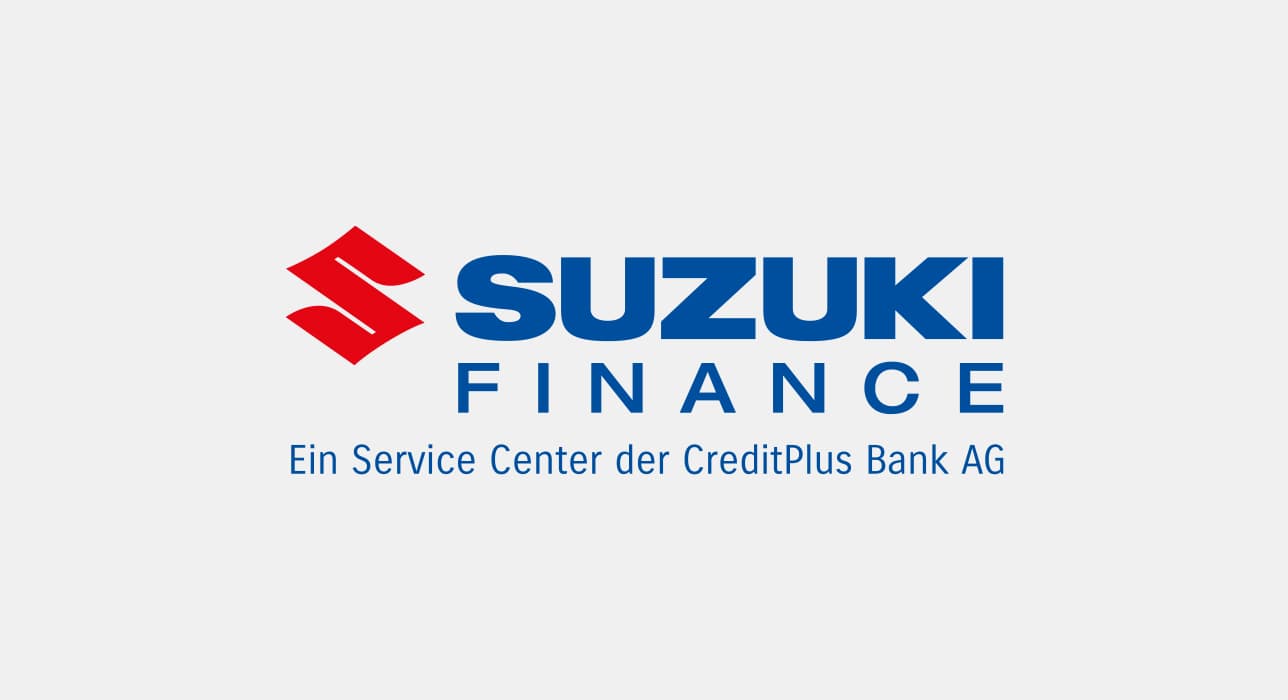 Suzuki Logo und Schriftzug Suzuki Finance, ein Service Center der COMCO Leasing Service GmbH.