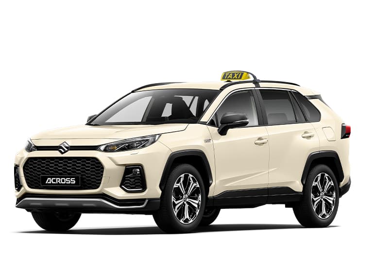 Hellgelber Suzuki Across mit Taxi-Schild