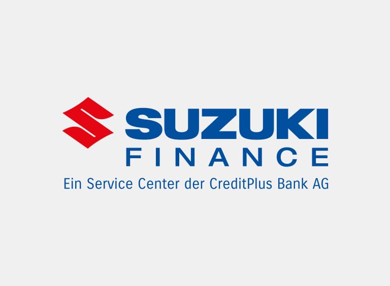 Suzuki Logo und Schriftzug Suzuki Finance, ein Service Center der COMCO Leasing Service GmbH.