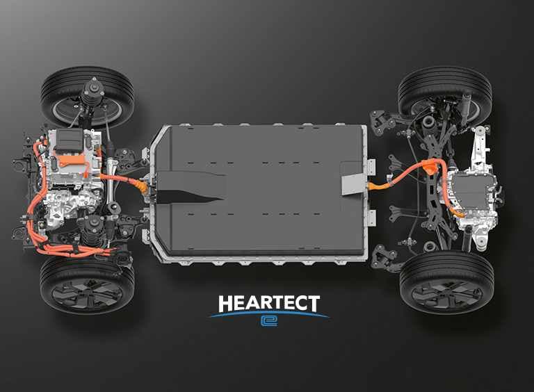 Die HEARTECT-e Plattform bestehend aus der vollelektrischen Antriebseinheit eAxle und der Lithium-Eisenphosphat-Batterie.