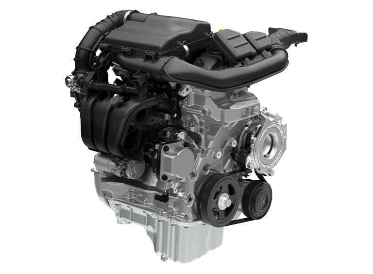 Abbildung zeigt 1.2-Liter-Dreizylinder-Motor mit HYBRID-System