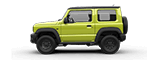 Seitenansicht des Suzuki Jimny in Kinetic Yellow.