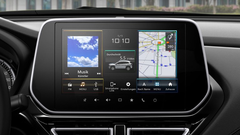 Darstellung der Konnektivität im Farb-Touchscreen des Suzuki SX4 S-Cross Hybrid.