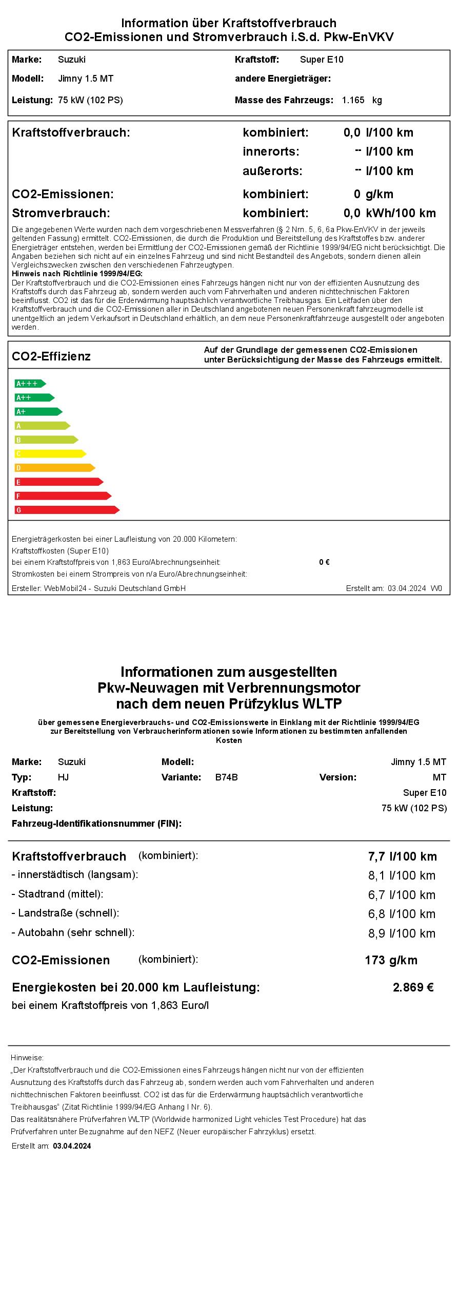 Jimny 3-Türer - 1.5 ALLGRIP - Comfort (NFZ) Energie Label (Bild)